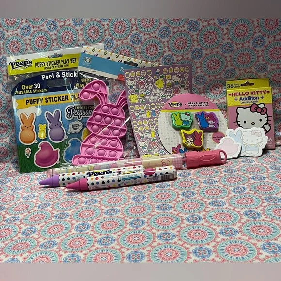NWT Hello Kitty X Peeps Bundle bubbles body wash stickers erasers bunny poppit - Picture 1 of 12
